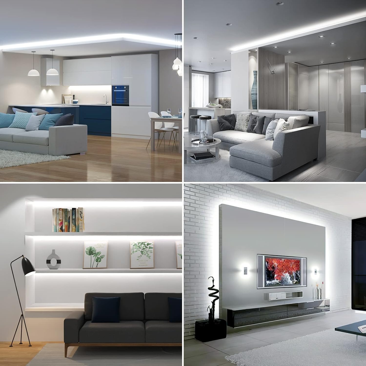 LE 12V LED Strip Light, Flexible, SMD 2835, 16.4ft Tape Light for Home, Kitchen, Party, Christmas and More, Non-Waterproof, Daylight White(Not Include Power Adapter)