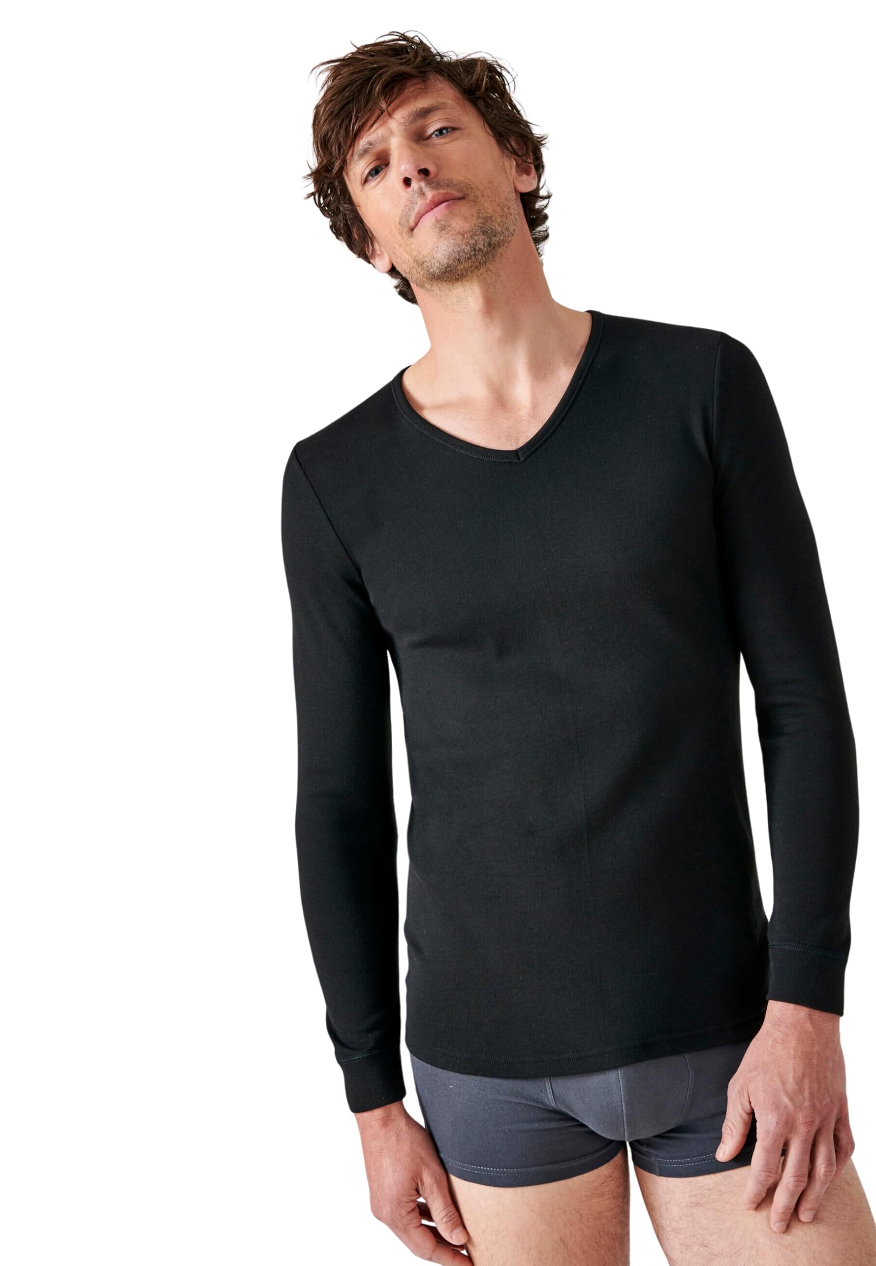 Damart Thermolactyl Interlock Mesh V-Neck Top Degree 3 Black