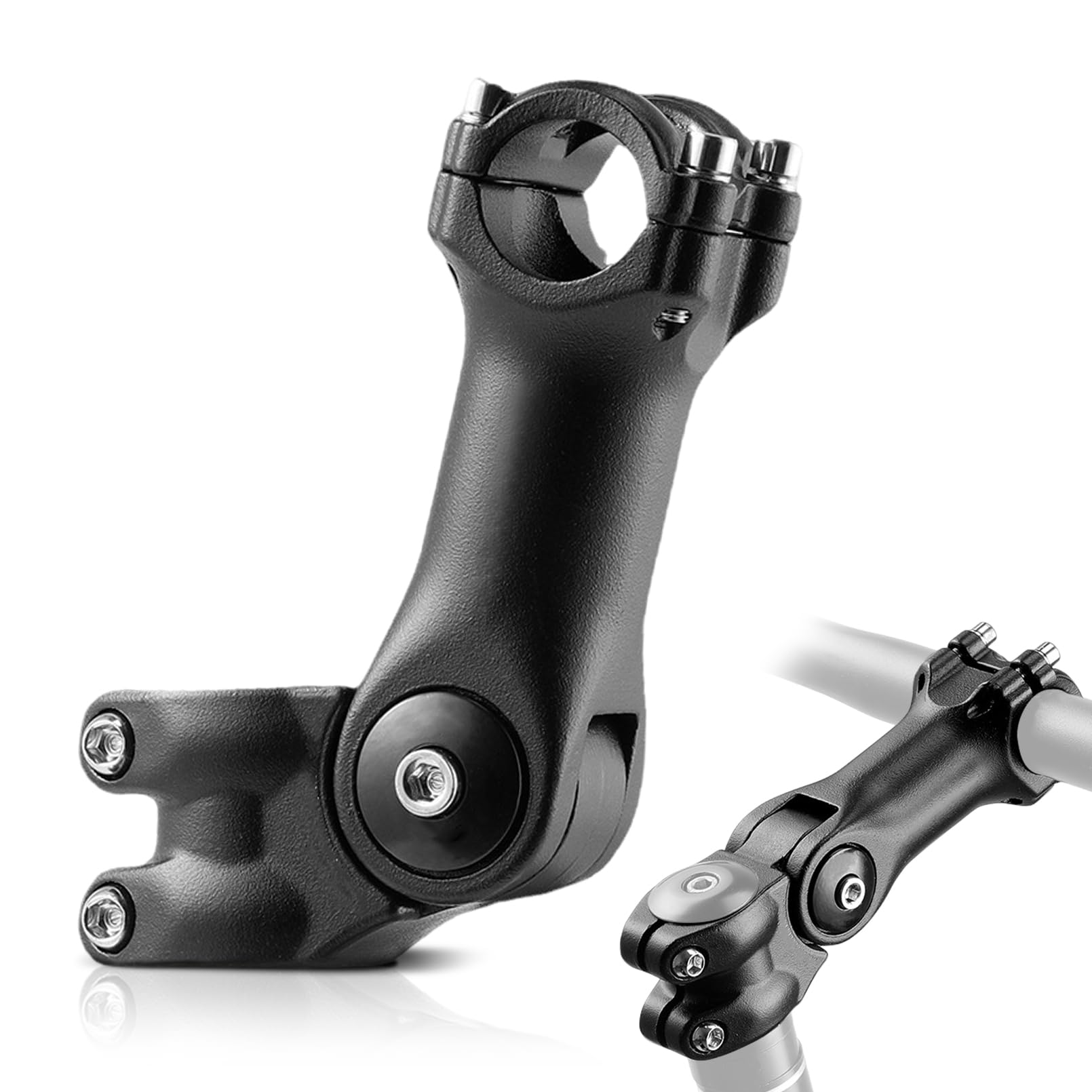 RainFlowwer Bike Stem 31.8mm, 120mm ±60 ° Degree Adjustable Angle Aluminum Alloy Handlebar Stem Riser with Hex Key for Mountain Bike, Road Bike, MTB, BMX