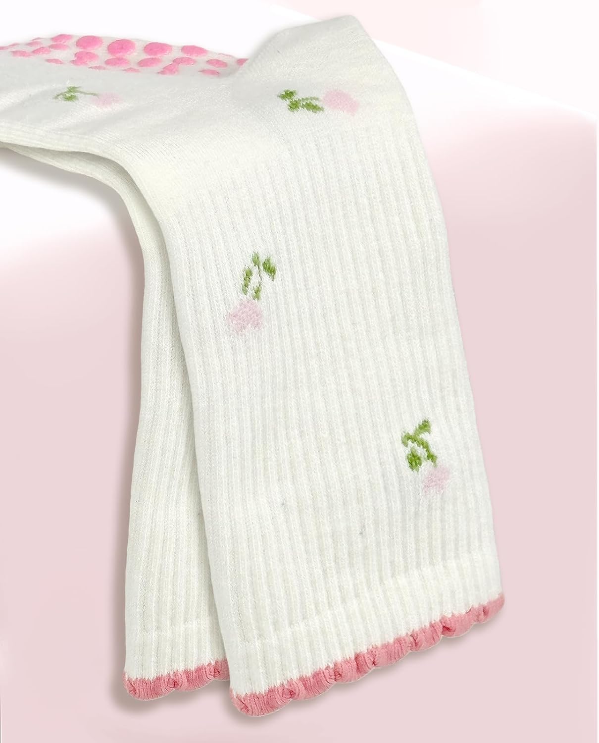 Pilates Crew Socks for Women Ruffle Grip Yoga Barre Cute Non Slip Sticky Workout Dance Sock - Image 3