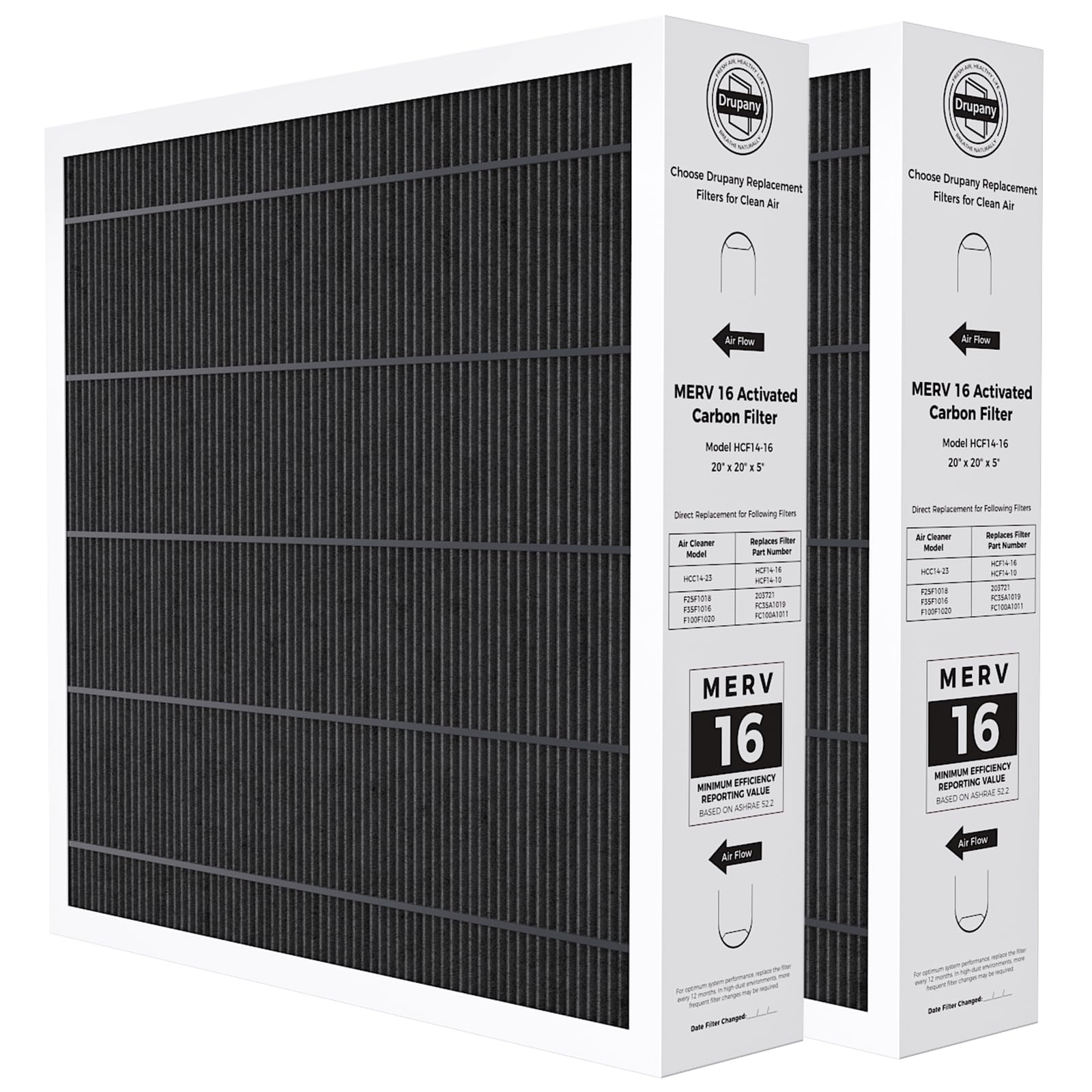 Photo 1 of 2 Pack X7935 20x20x5 MERV 16 Air Filter Compatible with Lennox X7935 Healthy Climate Carbon Clean HCC14-23 Air Cleaner, MERV 16 Furnace Filter for HVAC System,for Honeywell Models FC100A101&FC200E1011