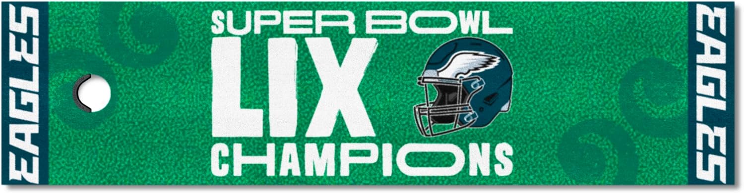 FANMATS 46240 2024-25 Super Bowl LIX Champions - Philadelphia Eagles Putting Green Mat | Green | 18"x72" | Super Bowl LIX Champions Logo