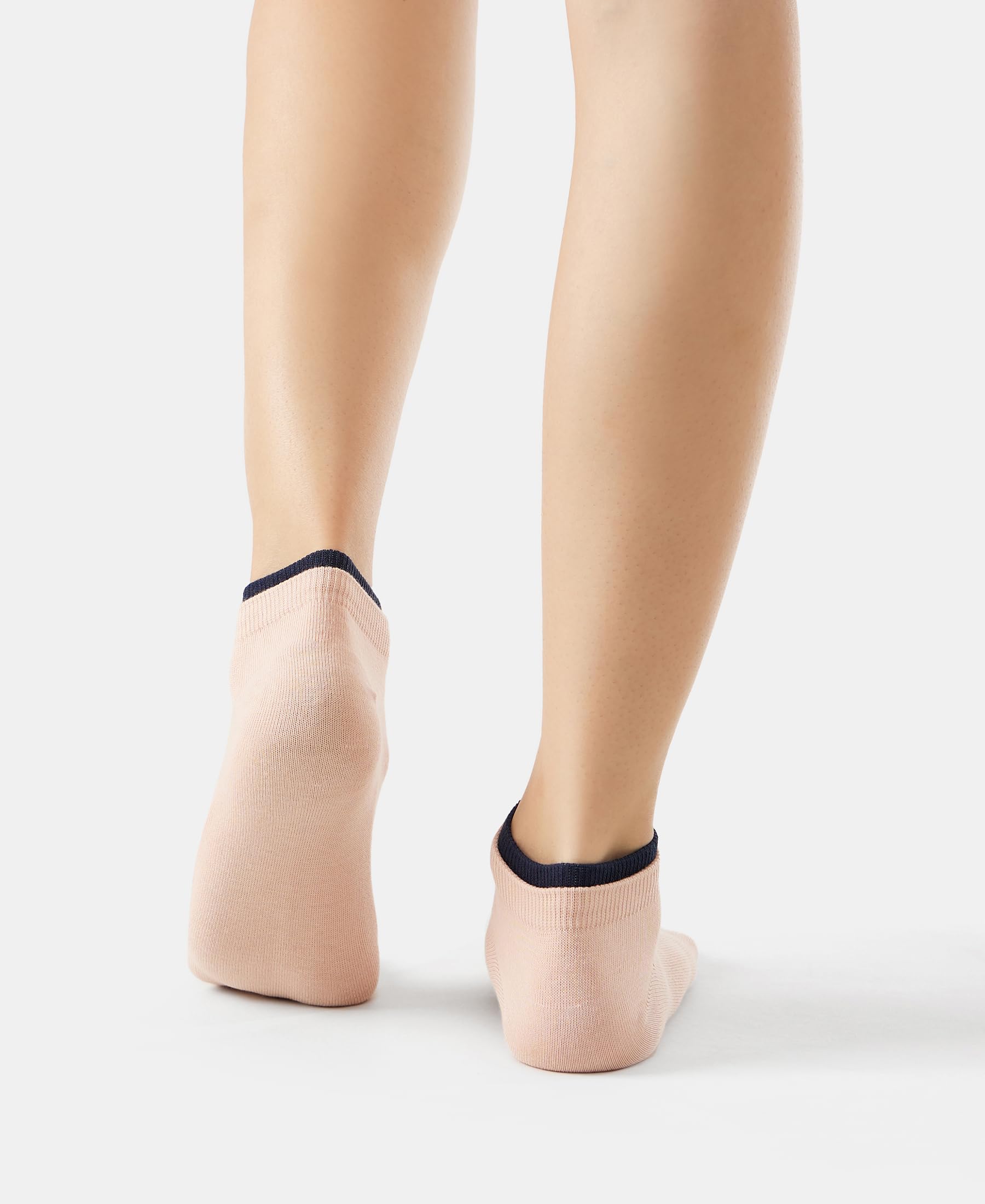 Jockey 7491 Women's Compact Cotton Stretch Solid Regular Low Show Socks With Stay Fresh Treatment (Pack Of 2)_Rose Smoke & Navy_Free Size - Image 5 thumbnail