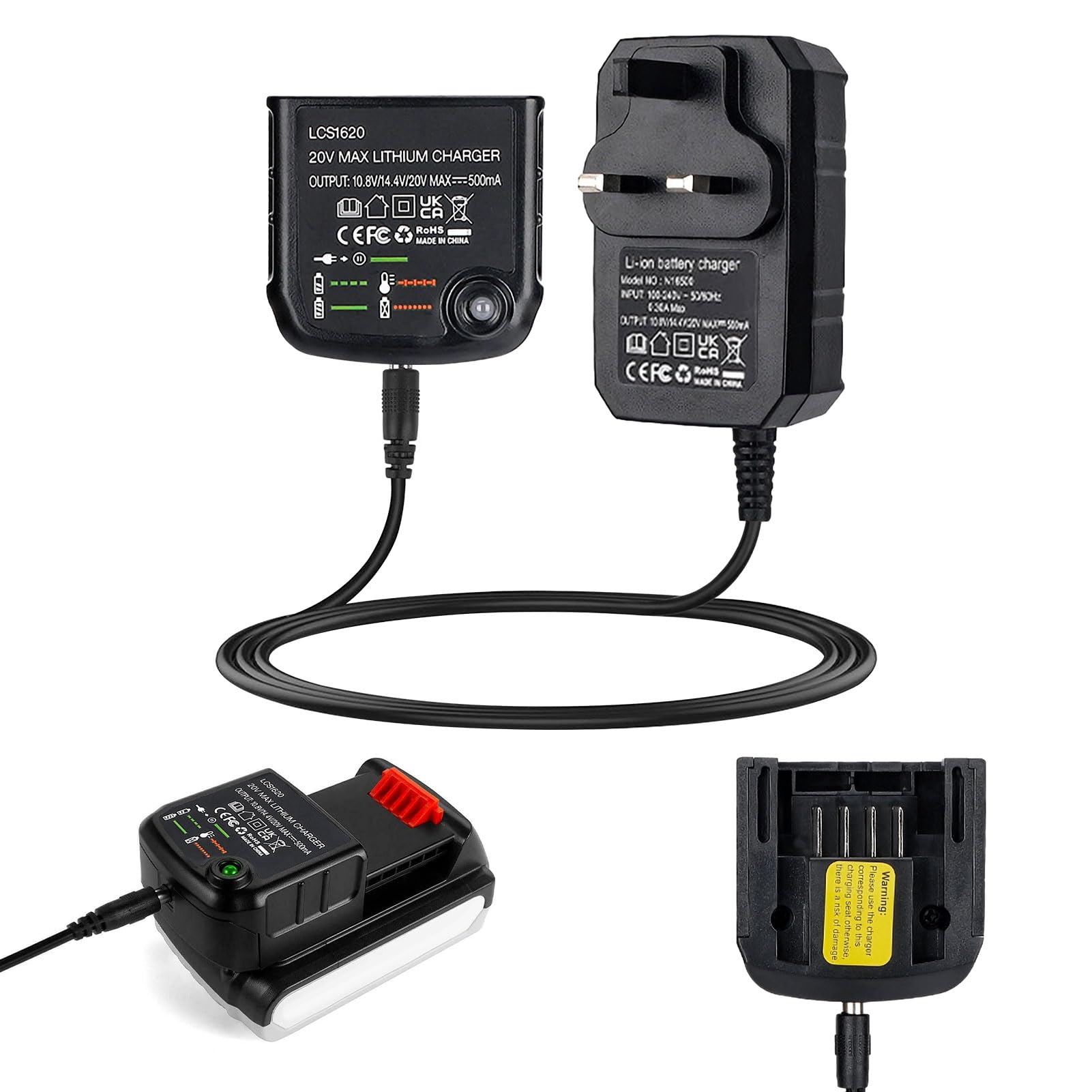 1Pcs 18V Lithium Ion Battery Charger Replacement for Black & Decker Bat tery Charger,Lithiumion Battery Ch arger Compatible with LB20 LBX20 LB2X4020 LBX4020 LBXR20 LBXR2020-OPE LBXR20-OPE