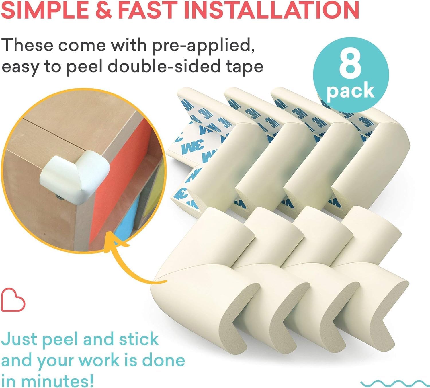 SwissHome Premium Baby Proofing Corner Guards Pre-Taped Corner Protectors for Furniture Ultimate Child Safety Edge Guards with Adhesive Protects Toddlers from Sharp Corners (Off-White, Pack of 8 PCS) 1