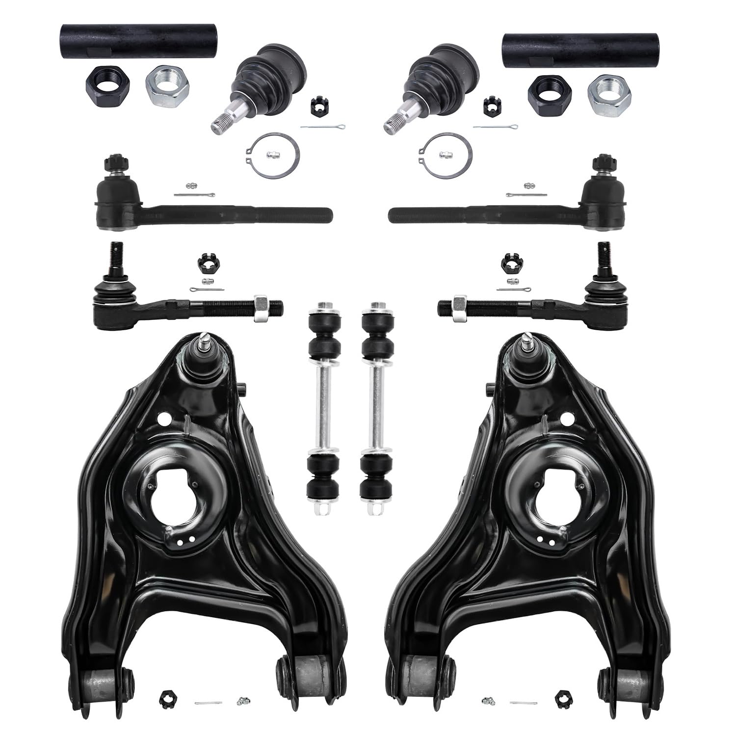 Detroit Axle - 12pc Front Suspension Kit fits 2WD ONLY 2 Lower Control
