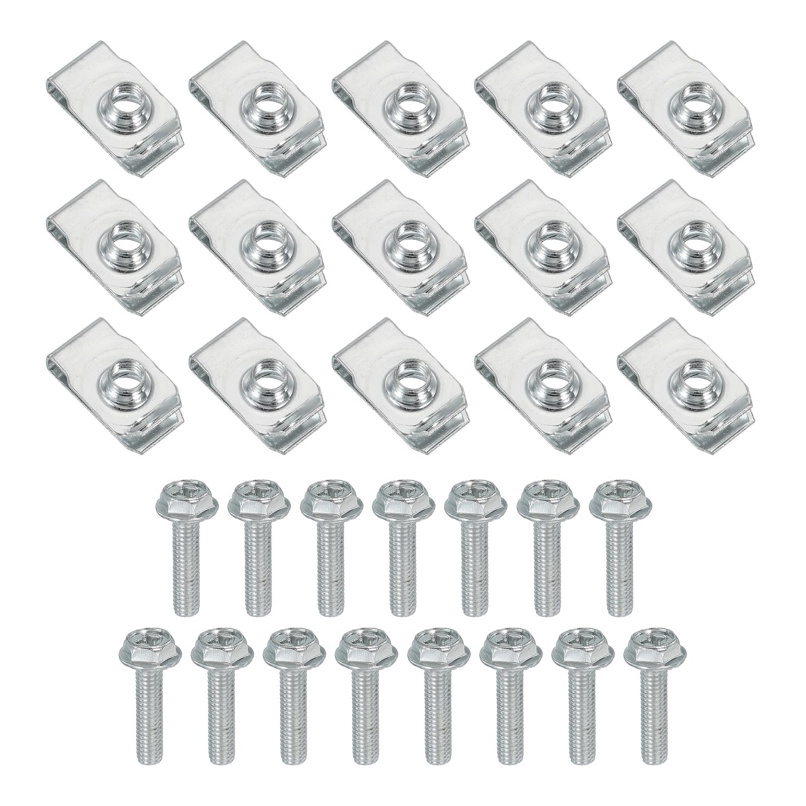 PATIKIL M6-1 Bolt and U-Nut, 15 Pcs Extruded U Nut & Body Bolt Kit Fastener Hardware for Automotive Metal Cars Motorcycles