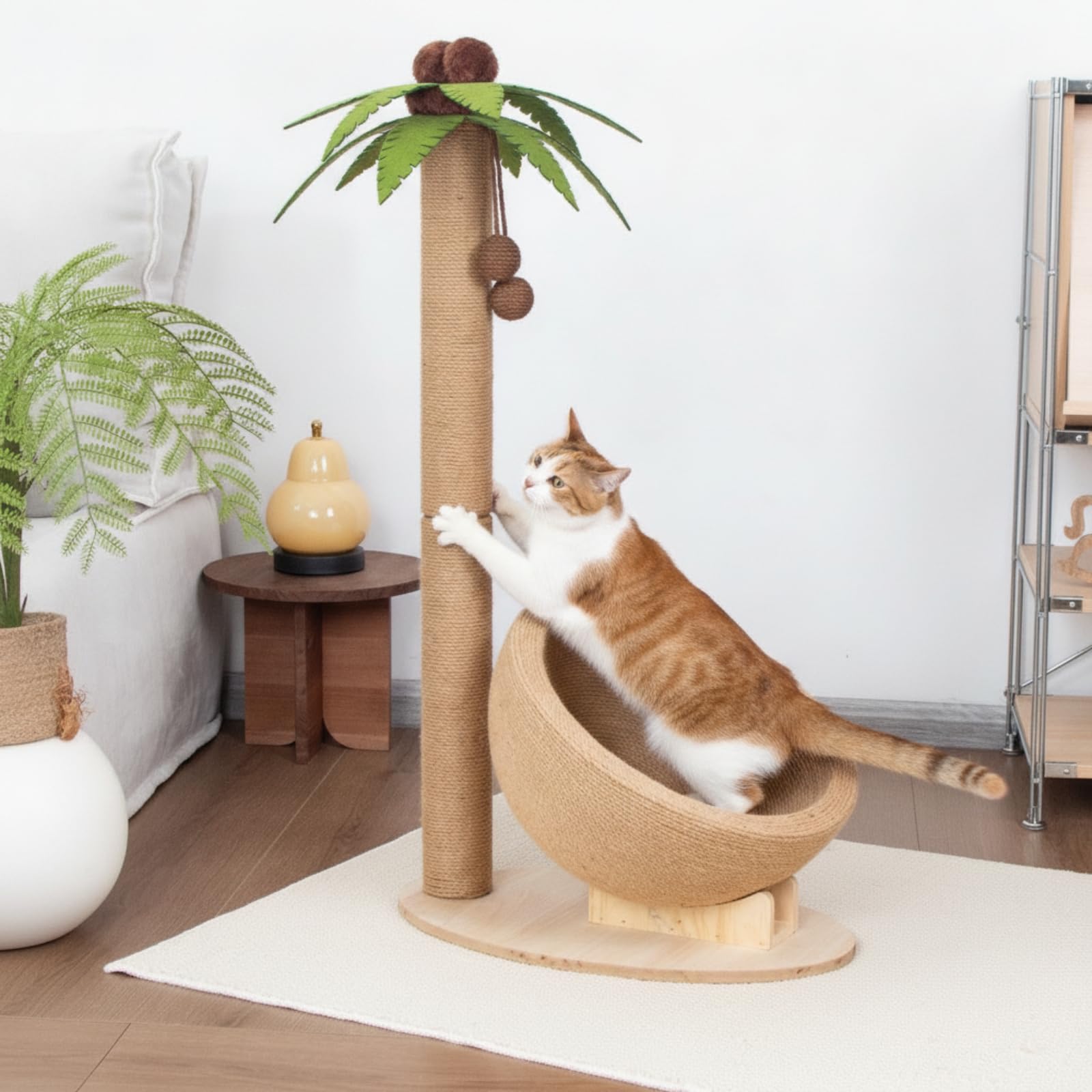 Tiragraffi Gatto Torre Albero Piattaforma Cuccia Graffiatoio Colonna Ciotola Nido con Design Palma Materiali in Sisal E Feltro Adatto per Arredo Interno Famiglie