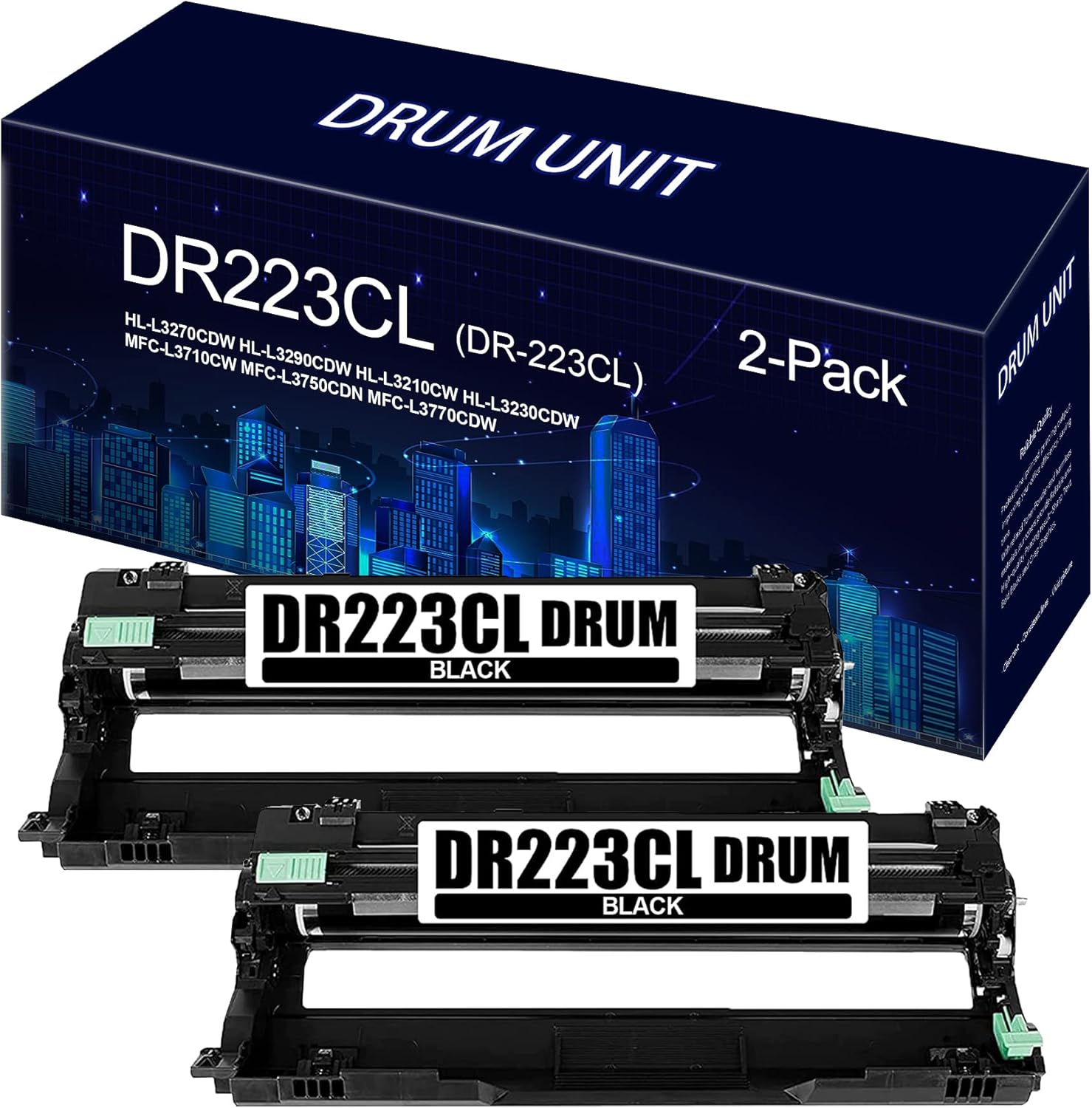 Compatible DR223CL DR-223CL Black Drum Unit Replacement for HL-L3210CW L3230CDW L3270CDW L3290CDW MFC-L3710CW L3750CDW L3770CDW Printer (Drum, 2-Pack) DR223CL-KK