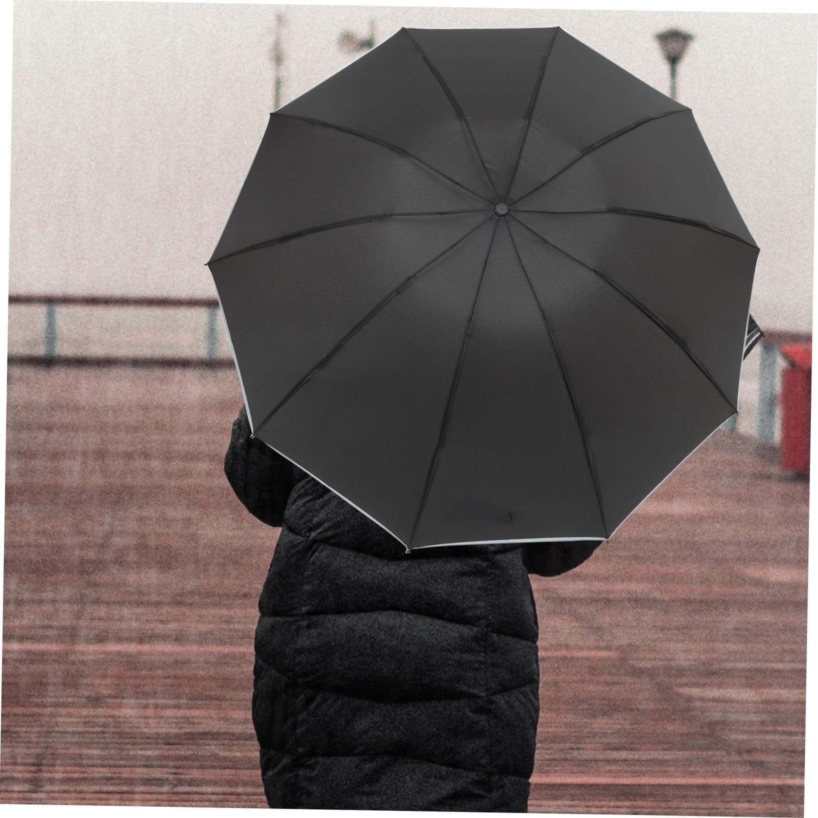 Healvian Paraguas Plegable Reflectante Resistente Viento con Apertura Automática Compacto Unisex para y Sol