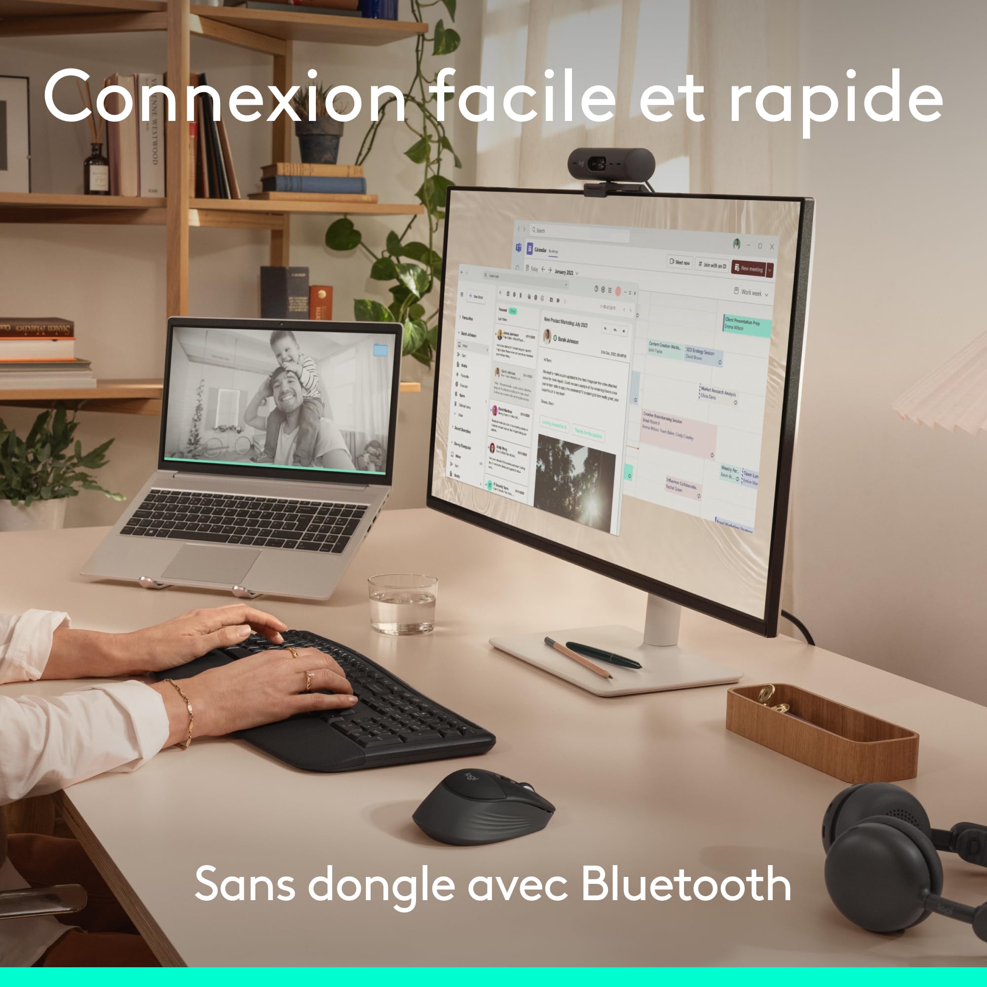 Logitech Signature Comfort Plus M850 L, Souris sans Fil, Souris Bluetooth avec Coussin de Paume, clics Silencieux, Batterie 24 Mois, Boutons Personnalisables, pour Windows, Mac, iPad - Noir