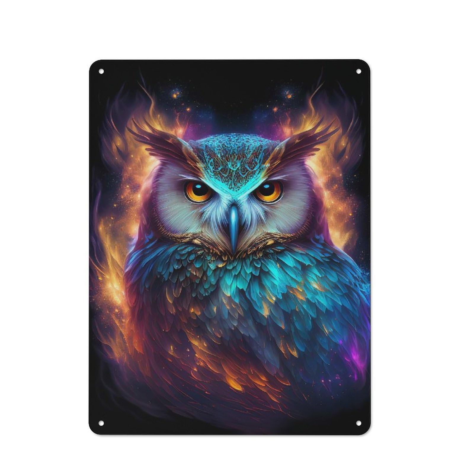 Junmoney Nebula Owl V1 Vintage Tin Sign 40X30cm For Guest Room Or Hallway, Suited To Home Decor Collectors
