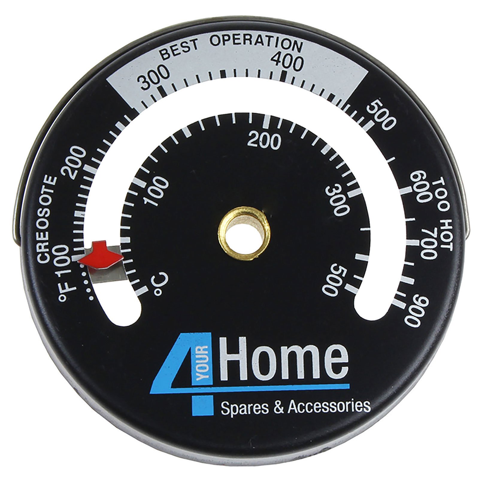 4YourHome Magnetic Fire Stove Flue Thermometer, Black