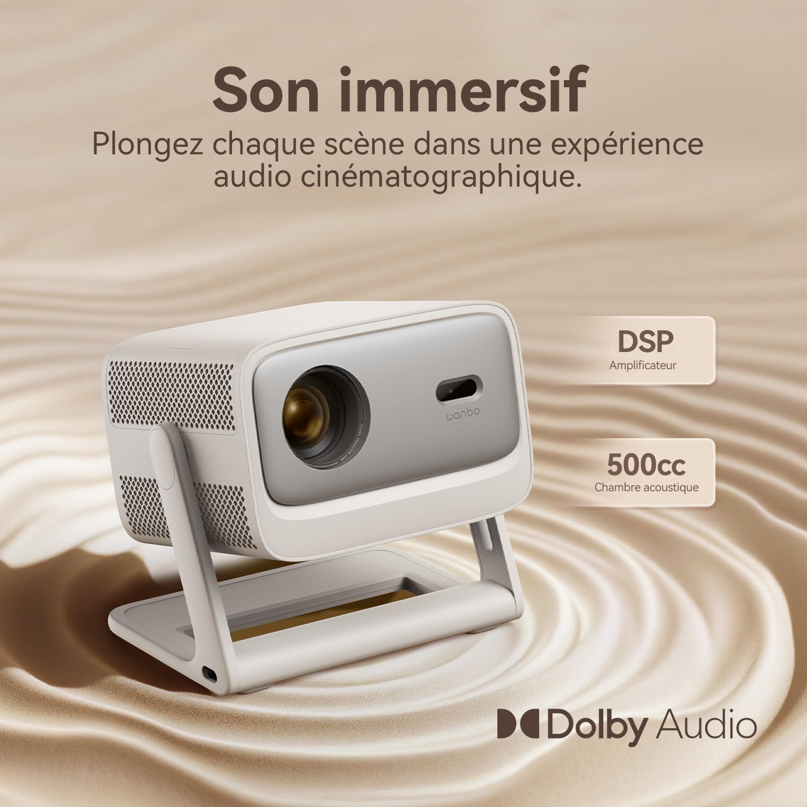 Wanbo Vali 1 Pro Vidéoprojecteur avec Google TV & Netflix, 900 ANSI Lumens, Compatible 4K, 1080P Natif, Dolby Audio 12W, HDR10 MEMC, Rotation 200°, Auto Focus, Keystone, HDMI 2.1, 2+32GB Home Cinéma