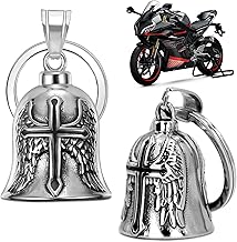 Pack of 2 Motorcycle Key Rings – Guardian Bell – Can be Used on Motorcycles, Bikes, Cars or as Your Own Keyring, Punk Style