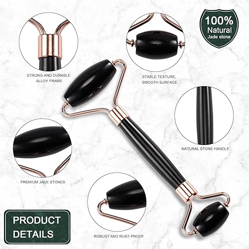 Miniatura 2 de XYZBSTAR Rodillo de jade para cara, masajeador facial para el cuidado de la piel, herramientas faciales Gua Sha para cara, cuello, ojos, reduce la