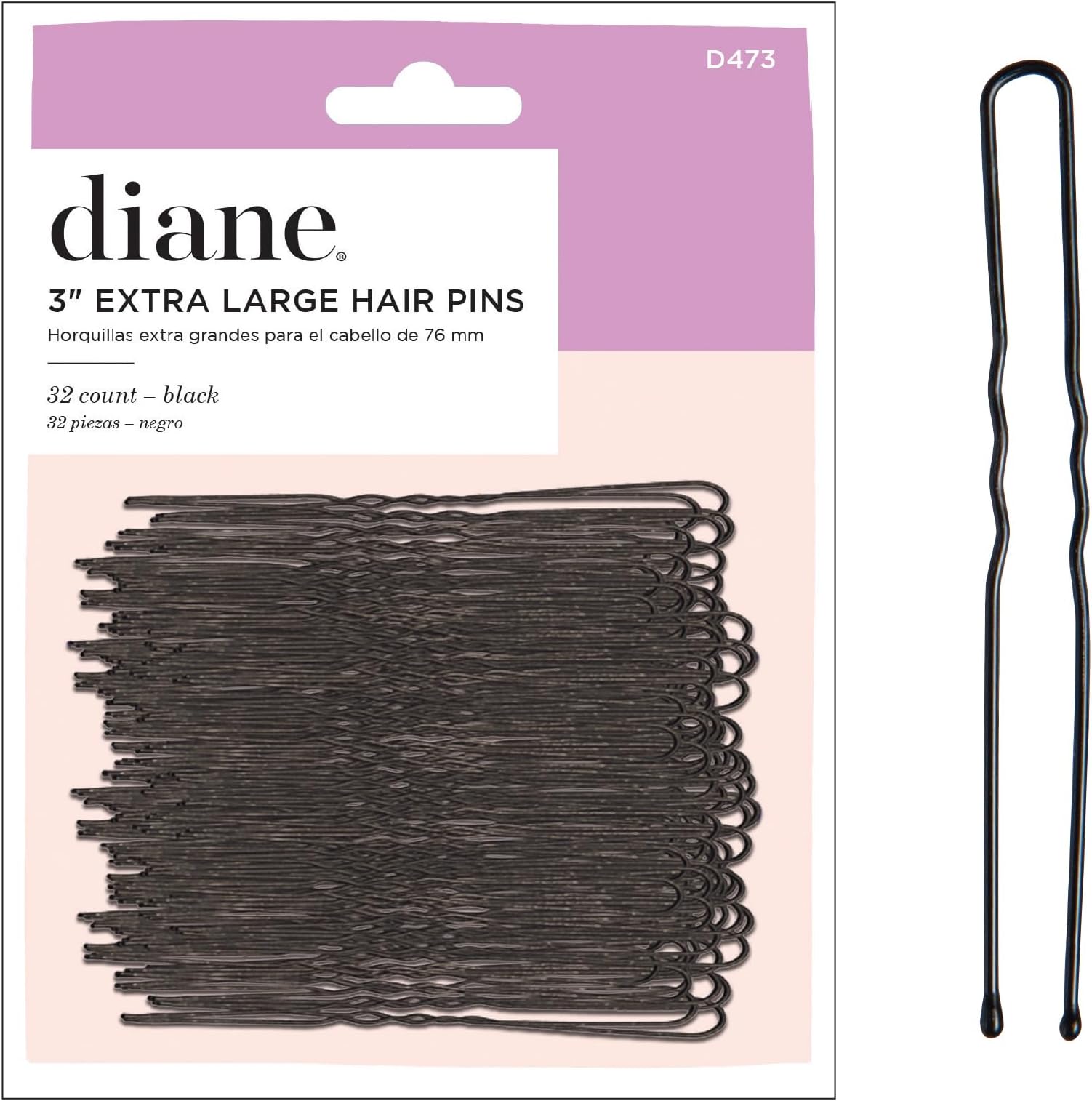 3" Hair Pins, Black, 32/card