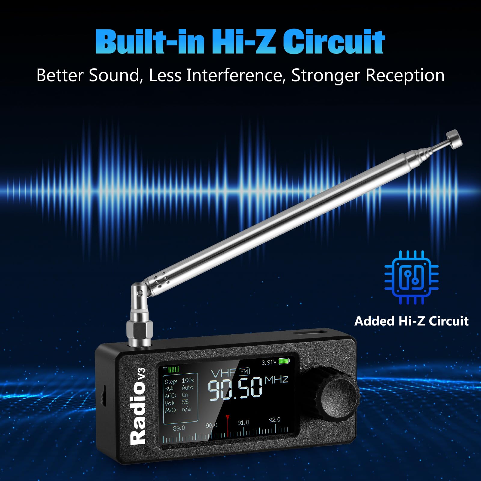 AURSINC Si4732 ATS Mini Radio V3 Pocket Shortwave Radio Receiver, HF SW MW VHF All Band, AM/FM/LSB/USB Mode, with 800mAh Battery for Outdoor Adventures, Travel, Daily Use