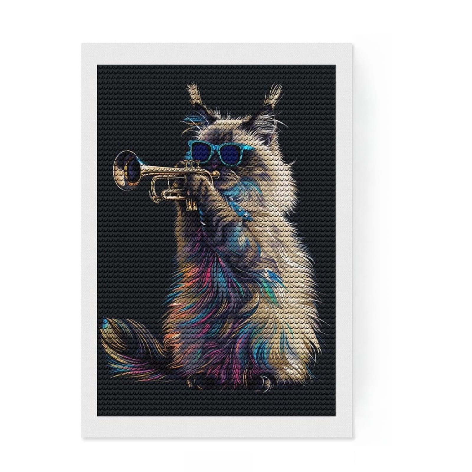 Junmoney Birman Trumpet Diamond Painting Set 8"x12", Birthday Gift, for Beginners, Full Kit Included, Vintage Style Decor, with Tool Kit