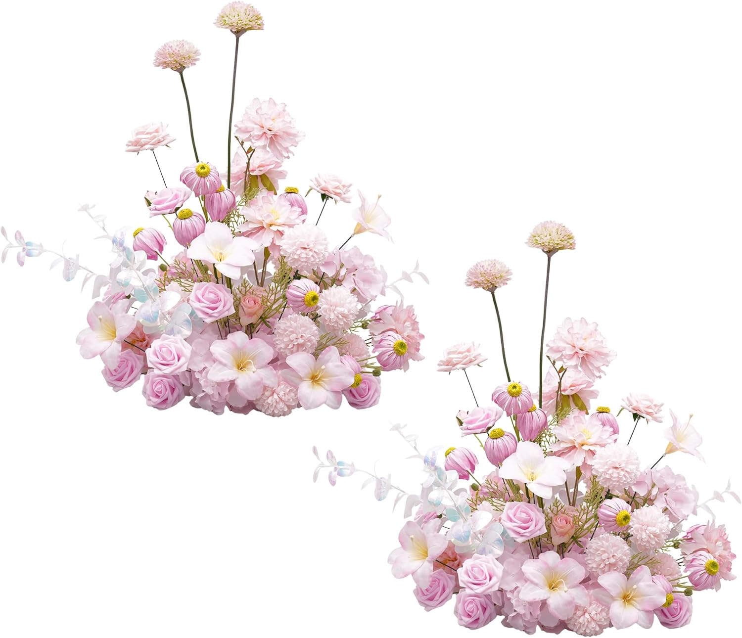 2pcs19inch Pink Free Standing Flowers Ball Bouquet Artificial Rose Arrangements Balls for Wedding Centerpieces Tables Chair Aisle Runner Flowers Decoration 2pcs19’’pink