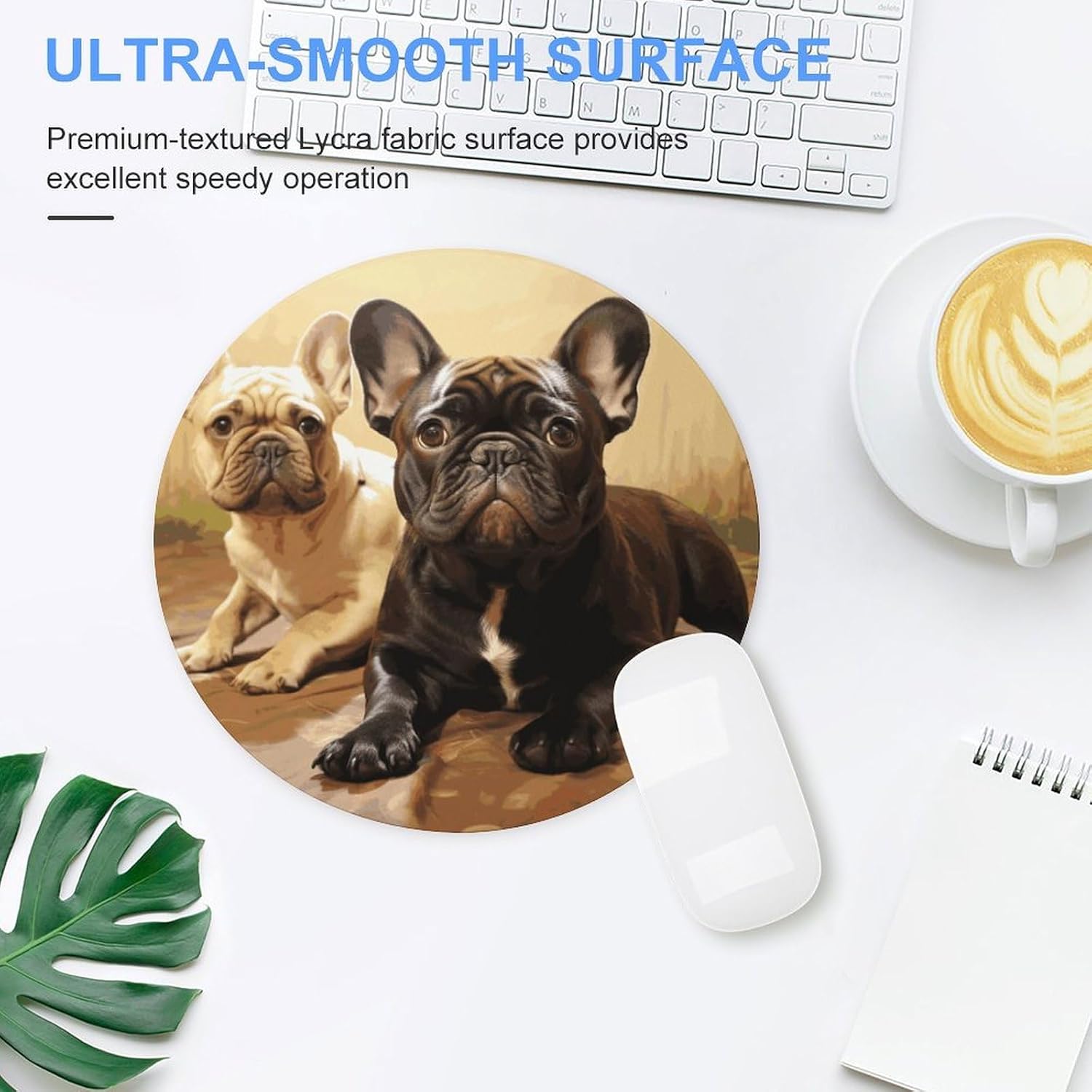 Cute French Bulldog Graphics Round Mouse Pad 7.8 Inch Mouse Mat image 4