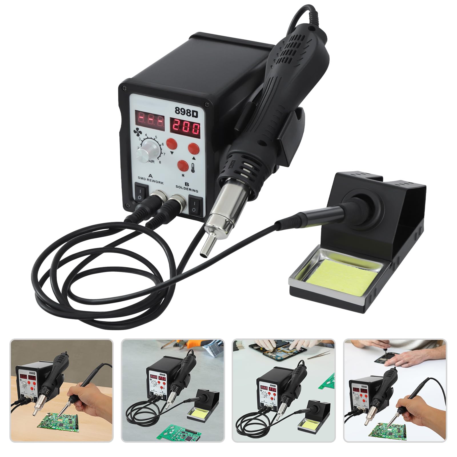 Estación de soldadura de aire caliente 858D, 750 W, control de