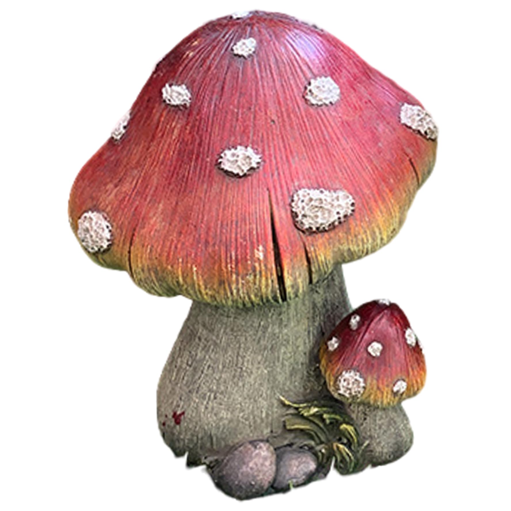 Peosaard 1Pc Mushroom Ornaments, Mushroom Statue Artificial Realistic 5X7 Red Figurines With White Dot Weather Resistant Resin Ornaments For Home, Bonsai, Garden, Garden Decor