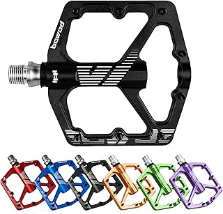 BOWOD BOWOD MTB Pedals Flat, Gravel Bike Pedals Flat, Light CNC Aluminum Alloy Platform Pedal w 3 Bearings Cr-Mo Spindle, Grippy Bicycle Pedals w 16pcs Pins, Mountain Bike Pedals Adult Child BMX Bike 9/16"