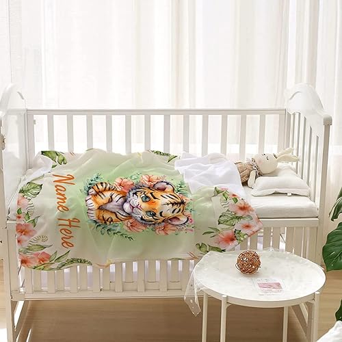 Miniatura 439 de Manta personalizada con diseño de jirafa y elefante, manta de franela suave, acogedora y ligera con nombre para sofá, cama, sofá, regalo, unisex