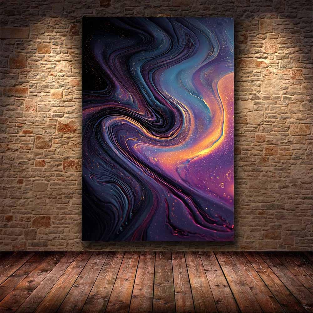PUQAAEO Arte de pared en lienzo Vórtice decoración abstracta moderna para habitación,para baño,sala de estar,dormitorio,oficina,pasillo,（púrpura-80x120cm Sin marco