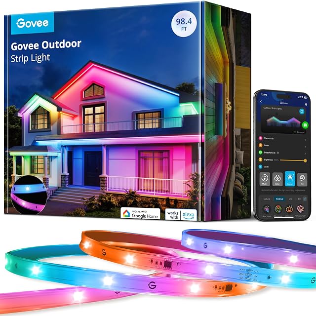 Govee Outdoor LED Strip Lights 98 4ft Smart Outdoor Lights Work with Alexa and Google Assistant App Control