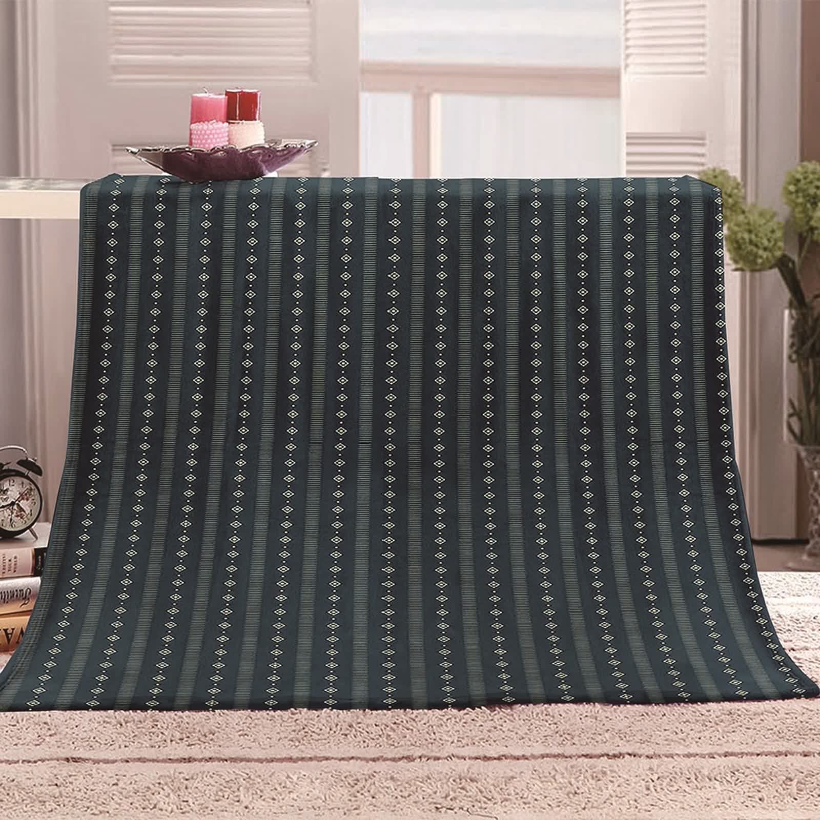 Coperta Invernale Flanella,Coperta Invernale da Divano Motivo a Righe e Quadrati Nero Grigio Coperta da Divano 180x240cm