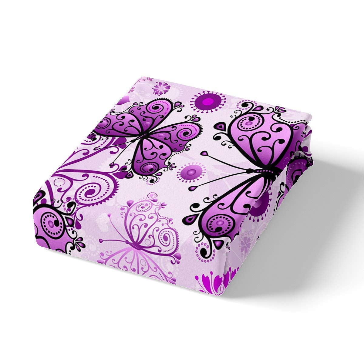 Loussiesd - Juego de funda de edredón para niñas y niñas, diseño de mariposas, color morado