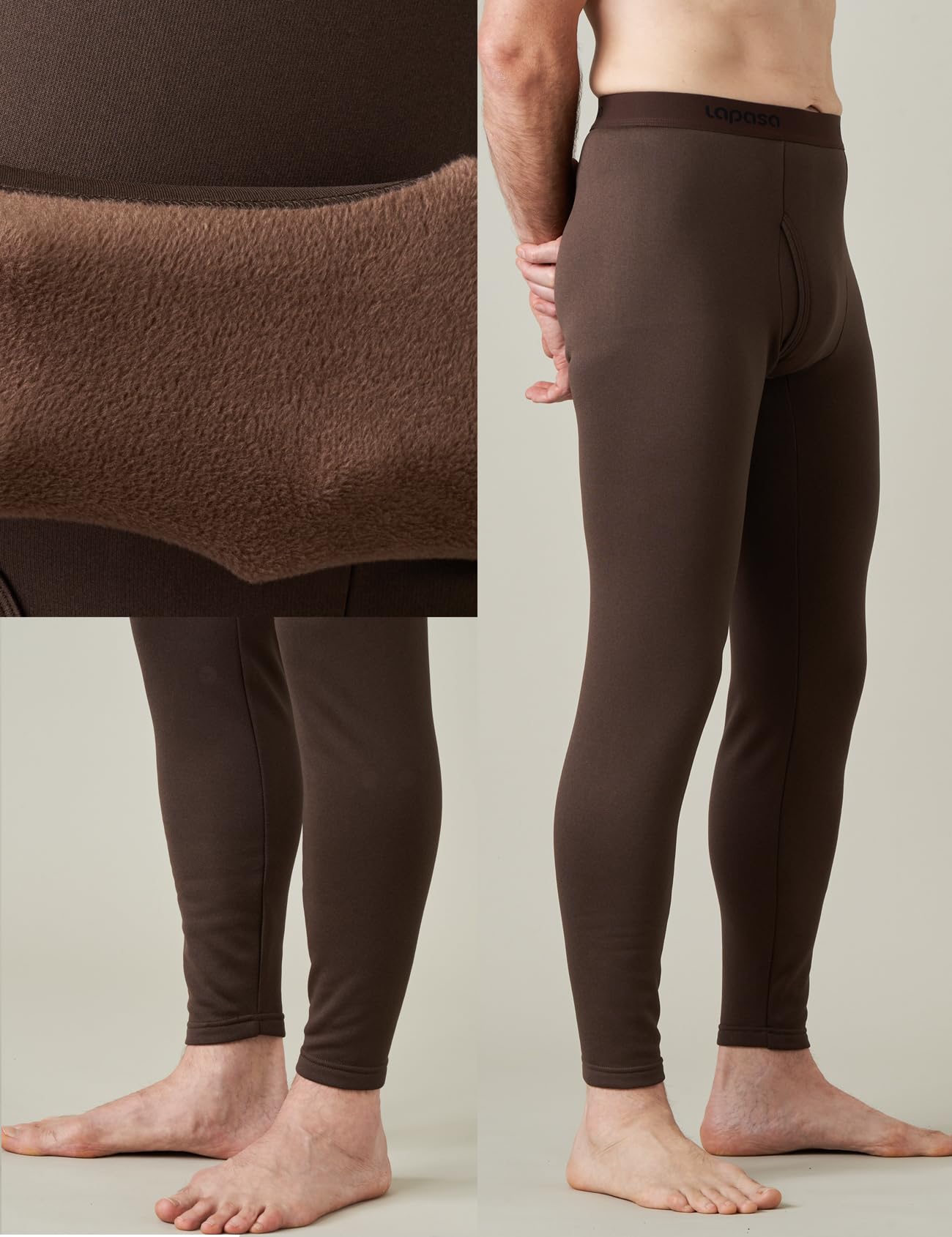 LAPASA Pacco da 2 o 1 Calzamaglie Termica Uomo Fodera in Pile Medio/Pesante Pantaloni Termici Sportivi Strato Base Biancheria Intima Leggings Caldi M10/M25/M56
