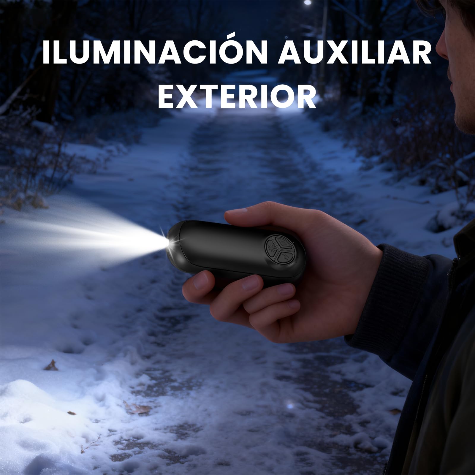 Calentador de Manos Recargable con Linterna 2 Piezas, 6000mAh 20Horas de Batería, Calentador Portatil Electrico Calentador Manos de Bolsillo, Regalos para Navidad/Camping/Caza/Senderismo