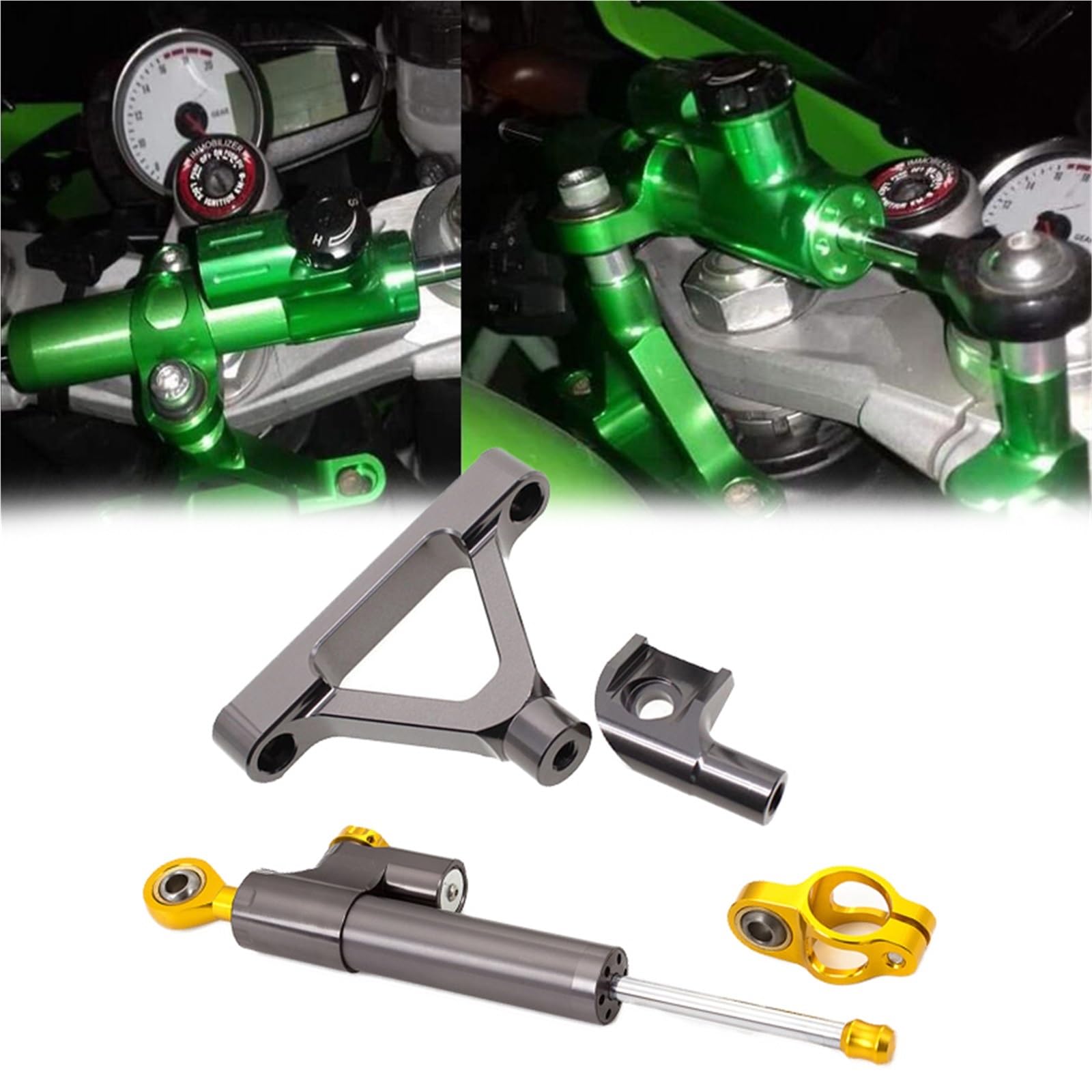 Lenkungsdämpfer Motorrad-Ersatzteil: Lenkungsdämpfer Inkl. Montagesatz Für Kawasaki ZX10R ZX-10R ZX 10R 2004 – 2005(Grey)