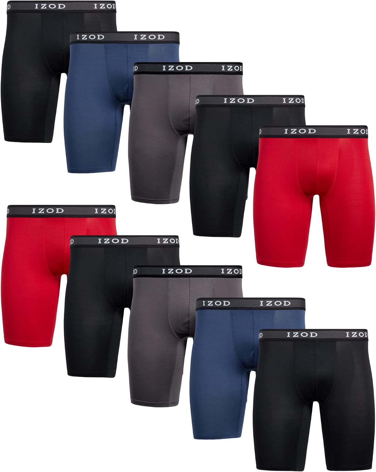 IZOD Men's Underwear – Long Leg Performance Boxer Briefs (10 Pack)