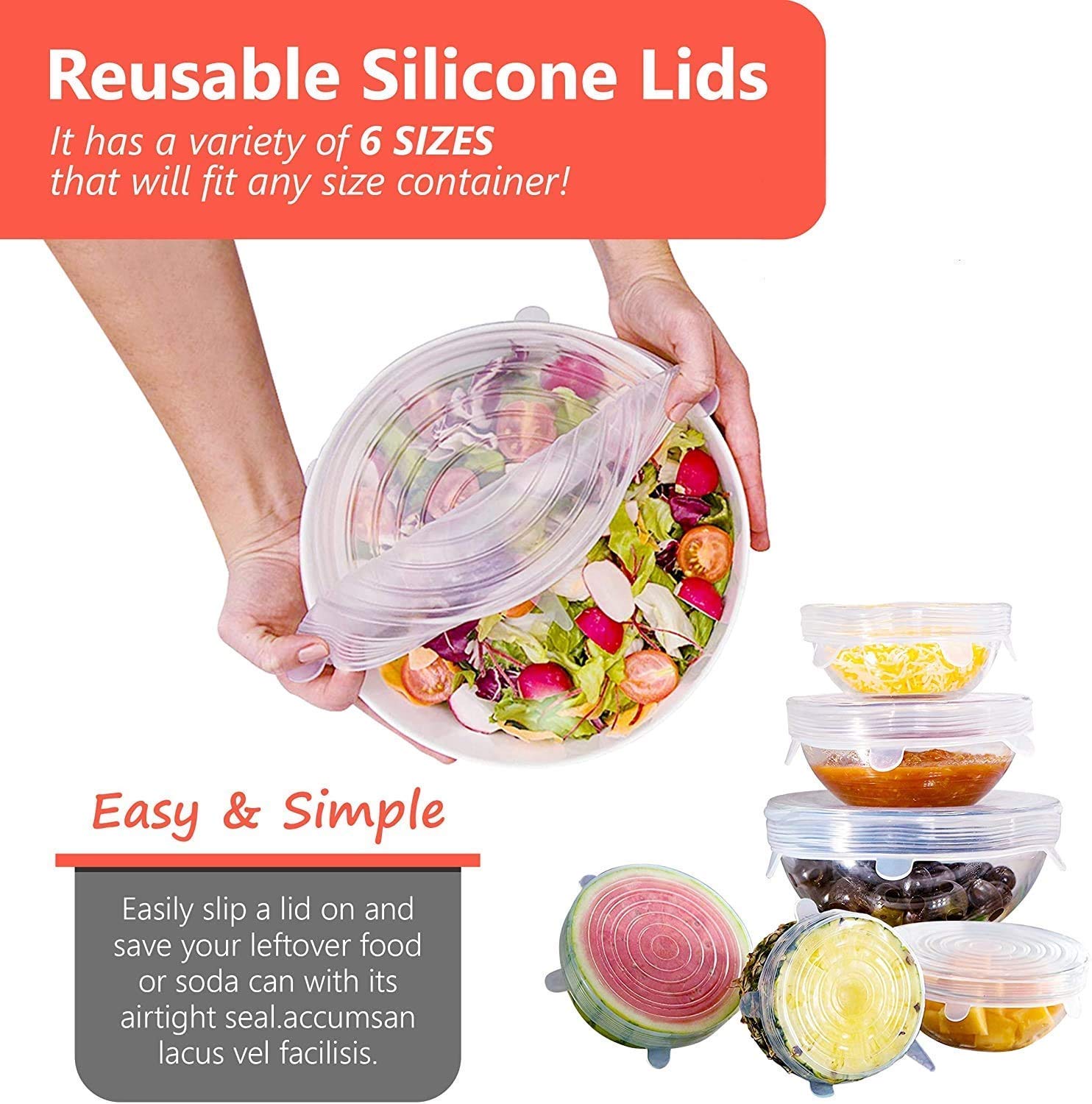 Top Select Silicone Lid Set,Silicon lids for containers,Silicon Stretchable lids,Silicone lids and Cover. 4