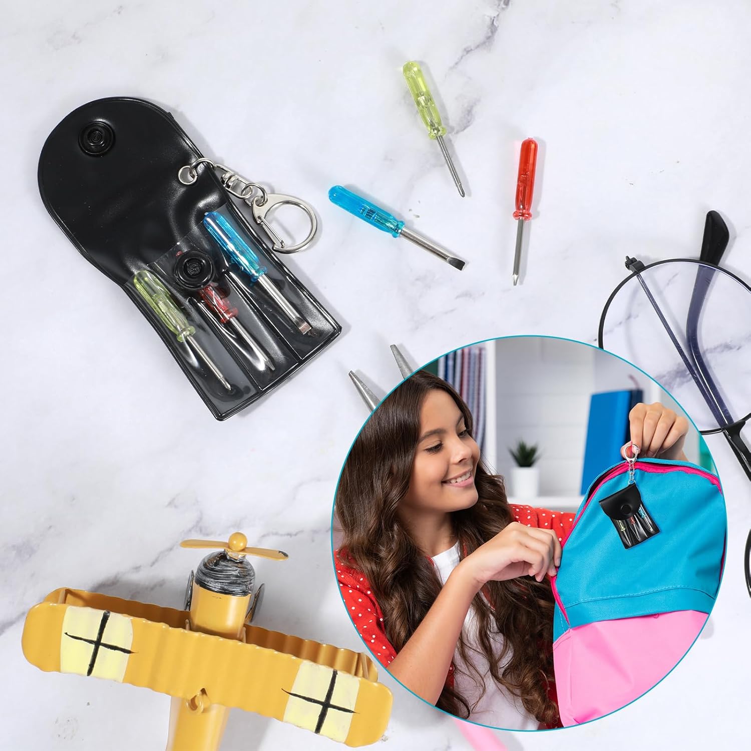 30 Set Mini Screwdriver Keychain Set Bulk Includes 3 Mini Screwdrivers in a Portable Pouch with Snap with Hook Bulk Adult Men Employee Coworkers Gifts for Birthday Tool Party Favors Prize - Image 3