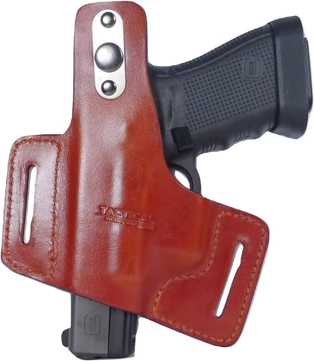 Tactical Scorpion Gear 2 Slot Brown Leather Holster Thumb Break: fits Glock 19 23 32,44, CZ P10c