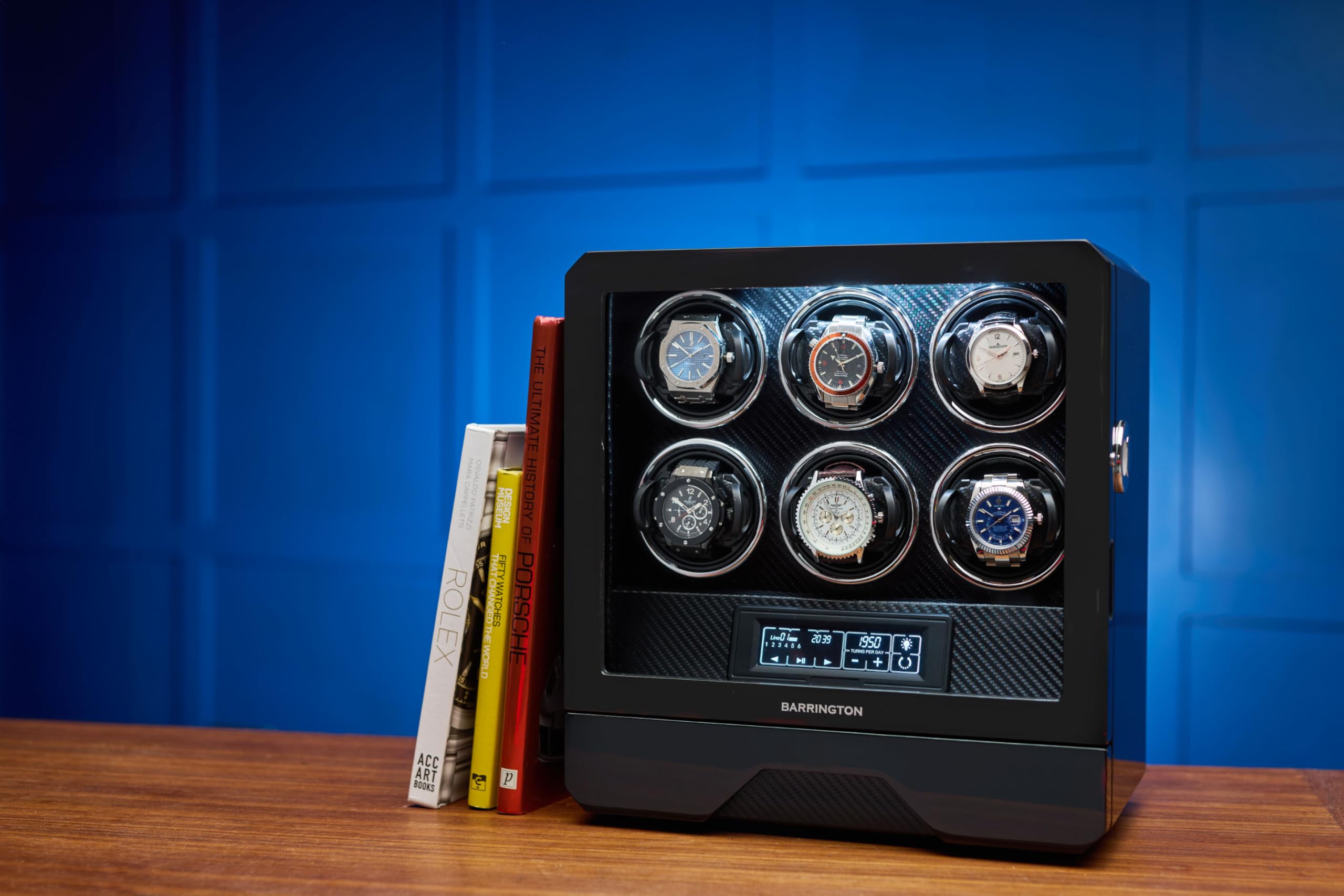 BARRINGTON Automatic Watch Winder for 6 Watches with Silent Japanese Motor | Multi Rotation & Turns Per Day Modes | LED Digital Display | Simple Touch Operation product thumbnail 8