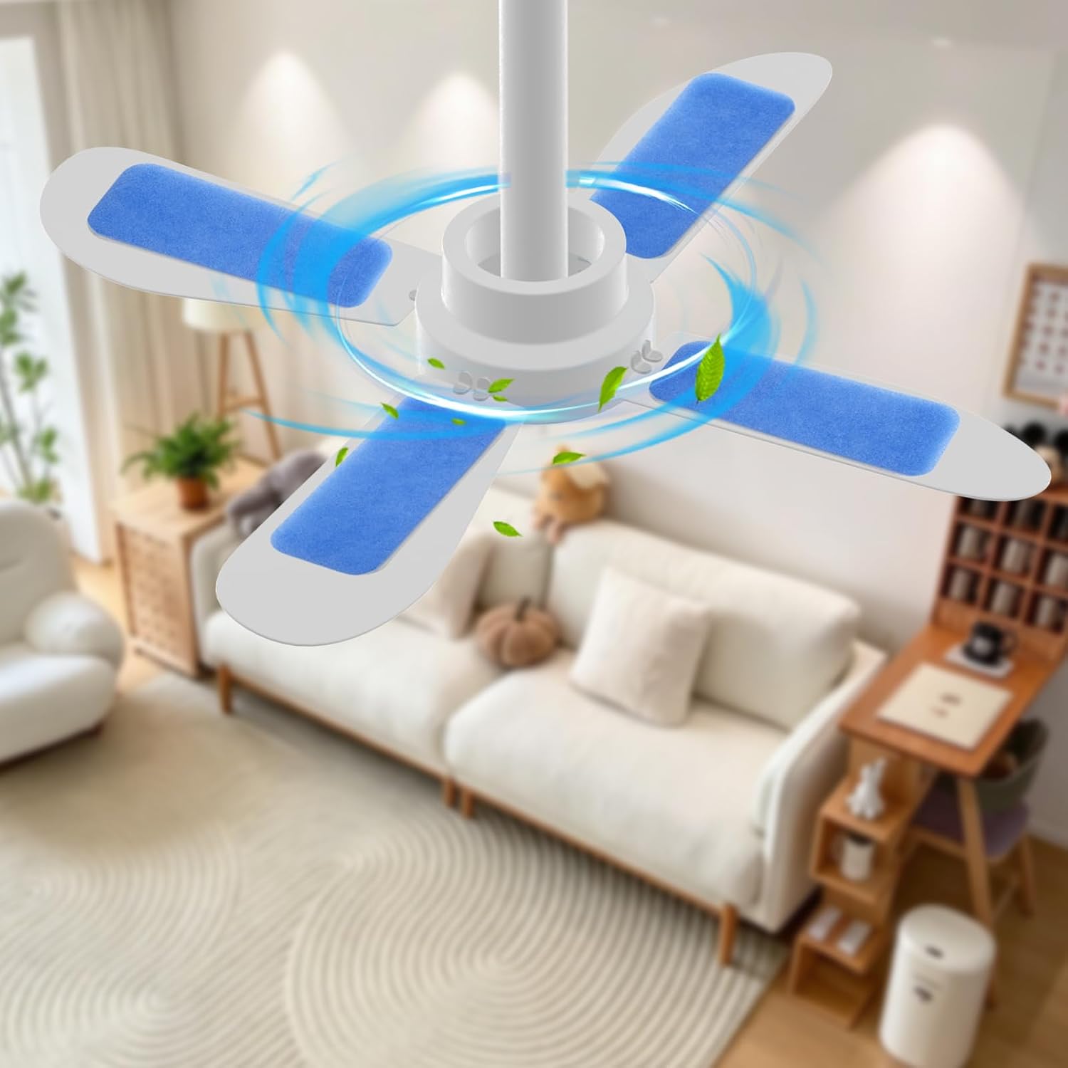 30 Pack Ceiling Fan Filters, Blue Ceiling Fan Filters for Blades,Easy-Stick Universal Air Filter for Common Household Contaminants