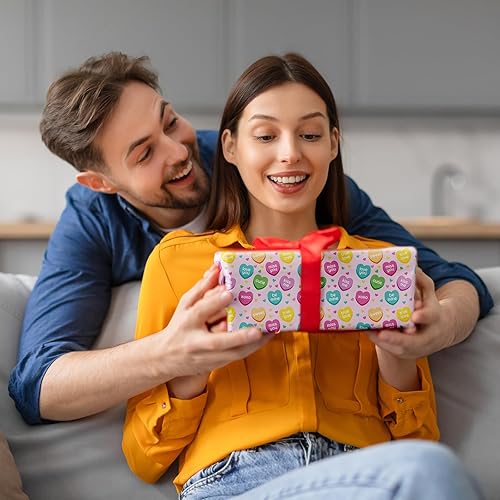 Miniatura 4 de Ywdbzjhs 10 hojas de papel de regalo de corazón pastel, no se enrolla, 19.7 x 27.6 pulgadas, papel de regalo de San Valentín para San Valentín,