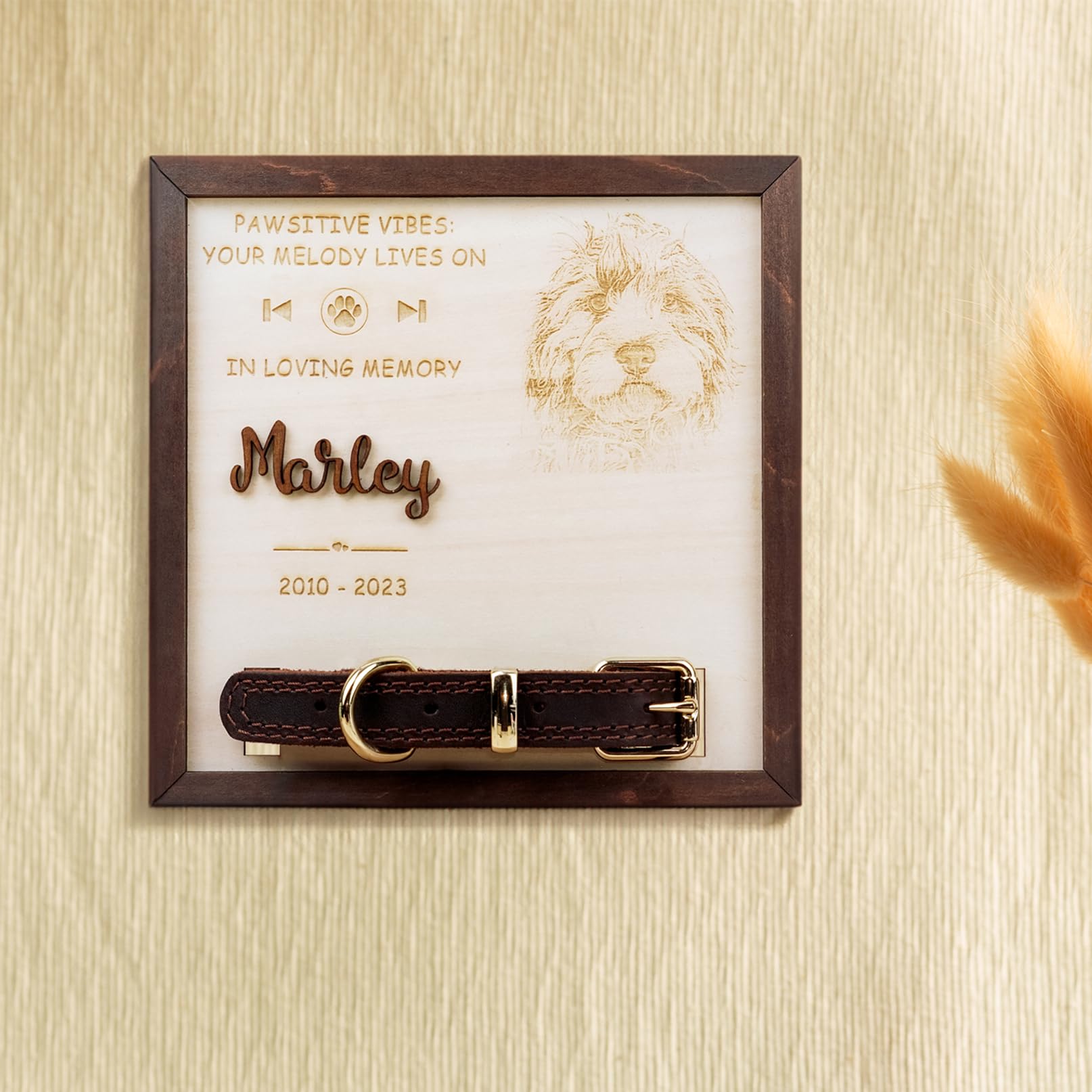 Water Wings Custom Memorial Pet Collar With Photo, Dog Memorial