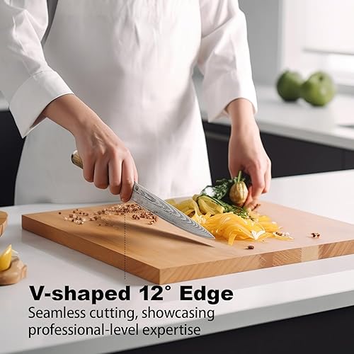 Miniatura 2 de BRODARK Cuchillo de pelar de Damasco de 5.5 pulgadas, cuchillo profesional japonés con mango de madera de olivo, cuchillo para tallar frutas ultra