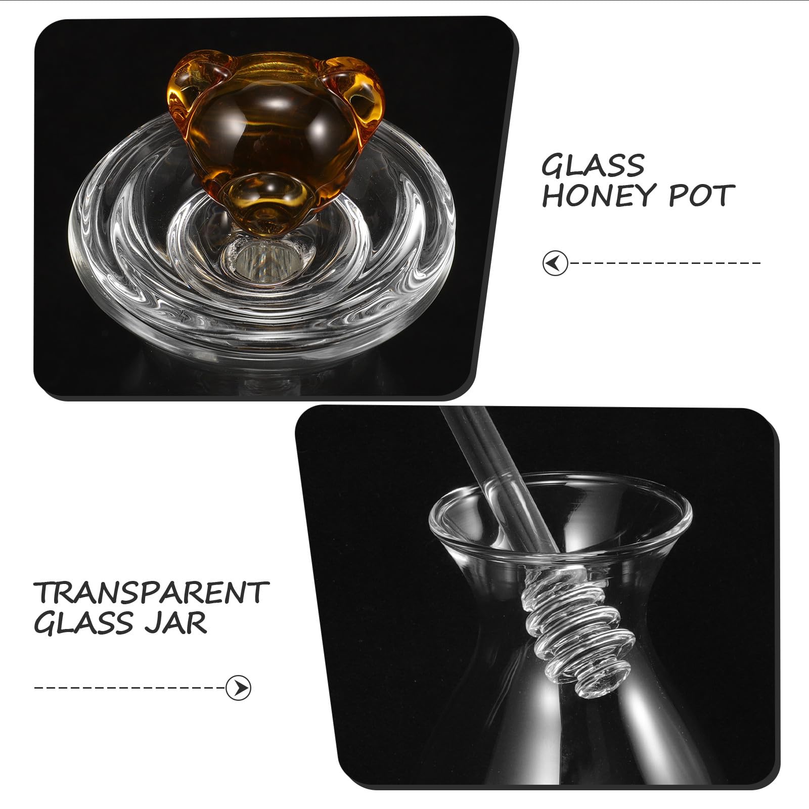 BESPORTBLE Tarro De Miel De Vidrio Transparente Grande Con Cucharón Integrado y Tapa Hermética, Recipiente Para Miel Casera, Uso En Cocina, Frasco Para Desayuno y Repostería