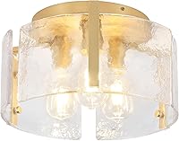 Vista 9 de 15'' Modern Gold Semi Flush Mount Ceiling Light, 3-Light Glass Drum Light Fixtures, Ceiling Lights for Hallway Entryway Foyer Bedroom Kitchen Dining
