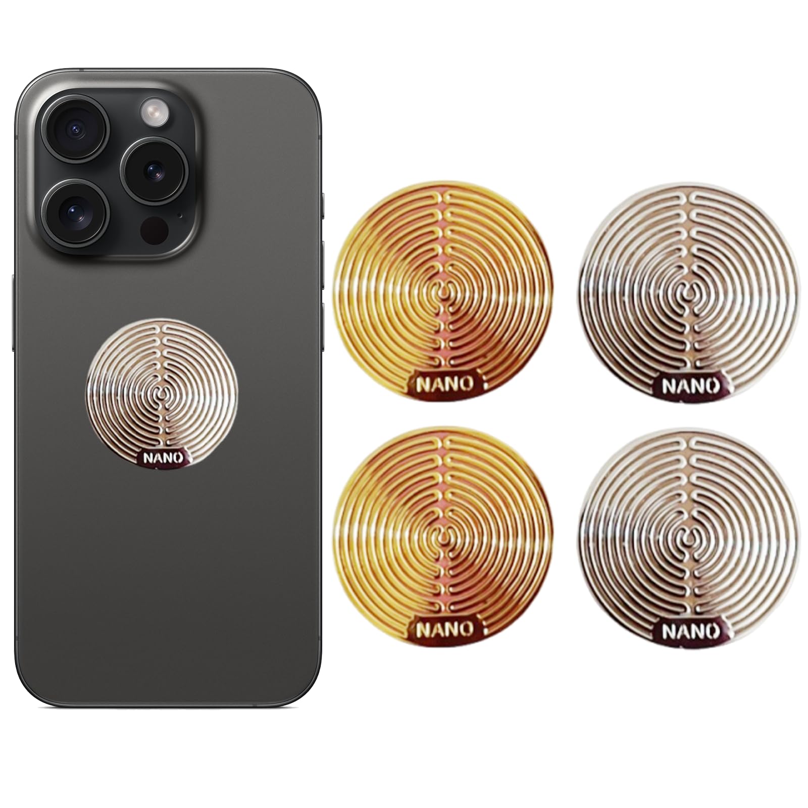 4 Pezzi Protezione Radiazioni Cellulare, Scudo Antiradiazioni Adesivi, Protezione Dalle Radiazioni per Computer, Radio, Laptop, Tablet, TV e Tutti i Dispositivi Elettronici (Oro + Argento)
