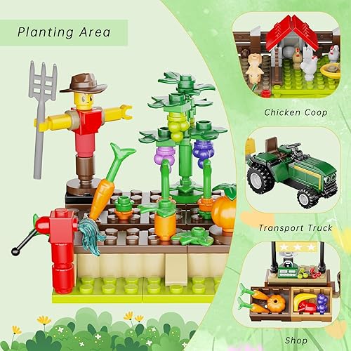 Miniatura 3 de Juguete de construcción Farm World, juguete de construcción de gallinero, compatible con Lego City Farm bloques de construcción, con camión,
