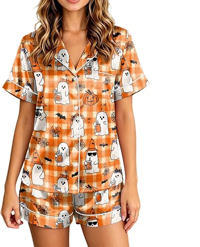 Vividcrate Halloween Womens Pajamas Soft Cute Halloween Pajama Set Short Sleeve 